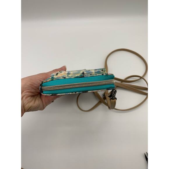 Sakroots Crossbody Purse Tech Wallet Teal Pattern - Picture 11 of 15